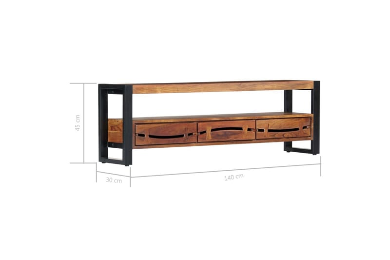TV-bänk 140x30x45 cm massivt akaciaträ - Brun - Möbler - Vardagsrum - Tv-möbler & mediamöbler - Tv-bänkar