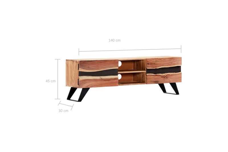TV-bänk 140x30x45 cm massivt akaciaträ - Brun - Möbler - Vardagsrum - Tv-möbler & mediamöbler - Tv-bänkar
