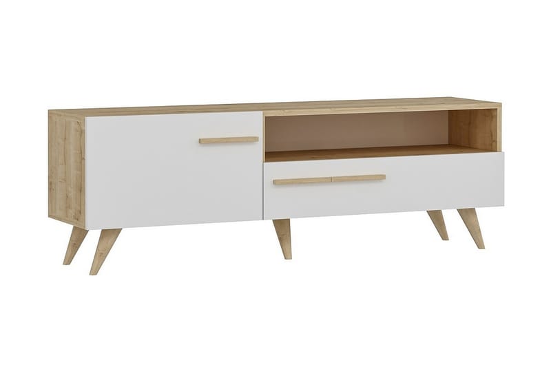 TV-BÄNK 150 cm 2 Skåp Natur/Vit - Möbler - Vardagsrum - Tv-möbler & mediamöbler - Tv-bänkar