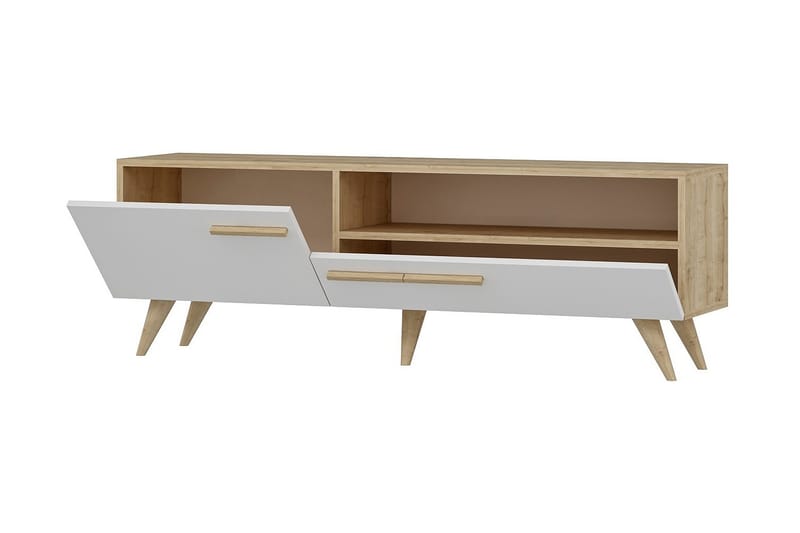 TV-BÄNK 150 cm 2 Skåp Natur/Vit - Möbler - Vardagsrum - Tv-möbler & mediamöbler - Tv-bänkar
