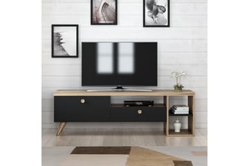 Tv-bänk 150 cm 2 Skåp - Svart/Natur - Möbler - Vardagsrum - Tv-möbler & mediamöbler - Tv-bänkar
