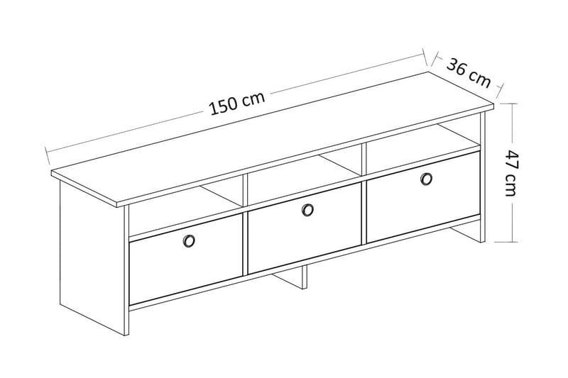TV-BÄNK 150 cm 3 Skåp 3 Hyllor Antracit/Natur - Möbler - Vardagsrum - Tv-möbler & mediamöbler - Tv-bänkar