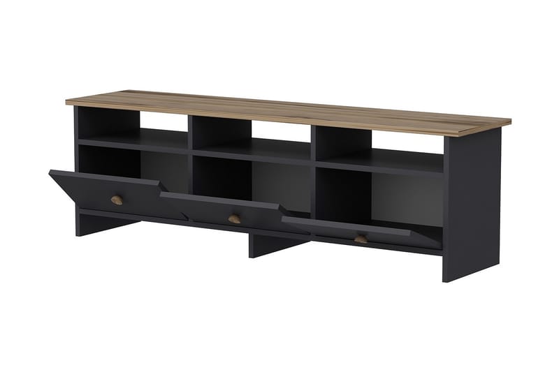 TV-BÄNK 150 cm 3 Skåp 3 Hyllor Antracit/Natur - Möbler - Vardagsrum - Tv-möbler & mediamöbler - Tv-bänkar
