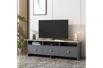 Tv-bänk 150 cm 3 Skåp 3 Hyllor - Antracit/Natur - Möbler - Vardagsrum - Tv-möbler & mediamöbler - Tv-bänkar
