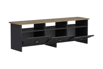 Tv-bänk 150 cm 3 Skåp 3 Hyllor - Antracit/Natur - Möbler - Vardagsrum - Tv-möbler & mediamöbler - Tv-bänkar