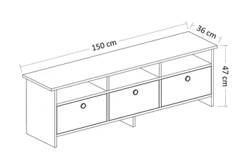 Tv-bänk 150 cm 3 Skåp 3 Hyllor - Antracit/Natur - Möbler - Vardagsrum - Tv-möbler & mediamöbler - Tv-bänkar