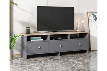 Tv-bänk 150 cm 3 Skåp 3 Hyllor - Antracit/Natur - Möbler - Vardagsrum - Tv-möbler & mediamöbler - Tv-bänkar