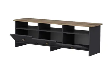 Tv-bänk 150 cm 3 Skåp 3 Hyllor - Antracit/Natur - Möbler - Vardagsrum - Tv-möbler & mediamöbler - Tv-bänkar