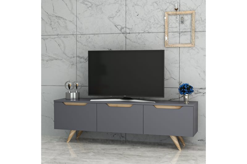 TV-BÄNK 150 cm 3 Skåp Antracit/Natur - Möbler - Vardagsrum - Tv-möbler & mediamöbler - Tv-bänkar