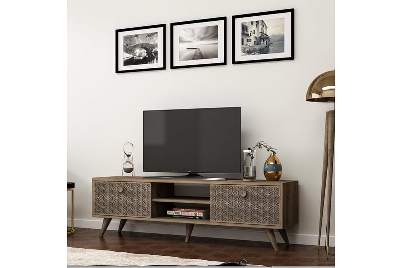 TV-BÄNK 150 cm Valnöt/Antracit - Möbler - Vardagsrum - Tv-möbler & mediamöbler - Tv-bänkar