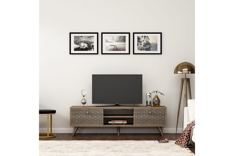 TV-BÄNK 150 cm Valnöt/Antracit - Möbler - Vardagsrum - Tv-möbler & mediamöbler - Tv-bänkar