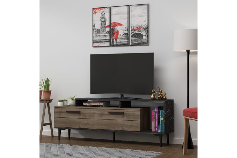 TV-BÄNK 150 cm Valnöt/Svart - Möbler - Vardagsrum - Tv-möbler & mediamöbler - Tv-bänkar