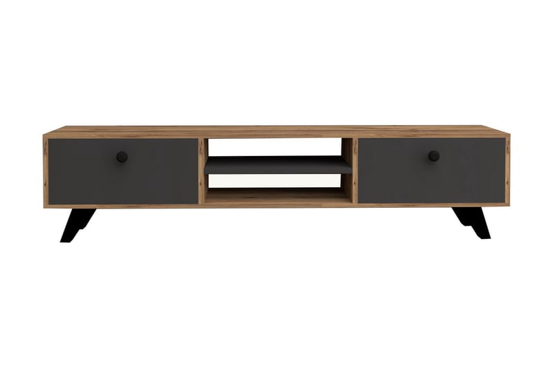 TV-BÄNK 160 cm 2 Skåp 2 Hyllor Natur/Antracit - Möbler - Vardagsrum - Tv-möbler & mediamöbler - Tv-bänkar