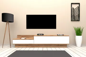 Tv-bänk 160 cm 2 Skåp - Vit/Natur - Möbler - Vardagsrum - Tv-möbler & mediamöbler - Tv-bänkar