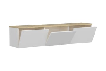 Tv-bänk 160 cm 3 Skåp - Vit/Natur - Möbler - Vardagsrum - Tv-möbler & mediamöbler - Tv-bänkar