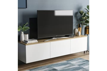 Tv-bänk 160 cm 3 Skåp - Vit/Natur - Möbler - Vardagsrum - Tv-möbler & mediamöbler - Tv-bänkar