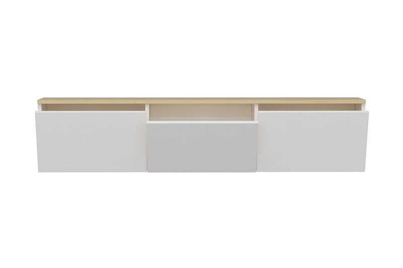 Tv-bänk 160 cm 3 Skåp - Vit/Natur - Möbler - Vardagsrum - Tv-möbler & mediamöbler - Tv-bänkar