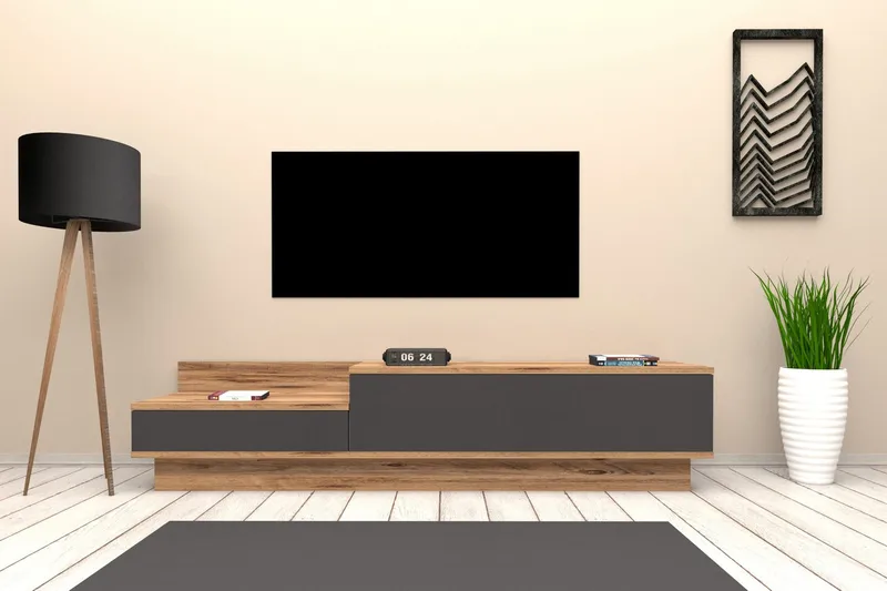 Tv-bänk 160 cm - Natur/Antracit - Möbler - Vardagsrum - Tv-möbler & mediamöbler - Tv-bänkar