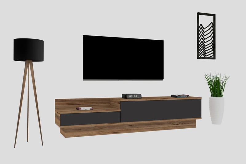 Tv-bänk 160 cm - Natur/Antracit - Möbler - Vardagsrum - Tv-möbler & mediamöbler - Tv-bänkar