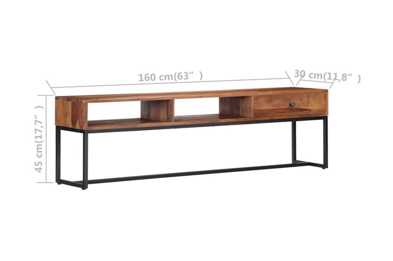 TV-bänk 160x30x45 cm massivt sheshamträ - Brun - Möbler - Vardagsrum - Tv-möbler & mediamöbler - Tv-bänkar