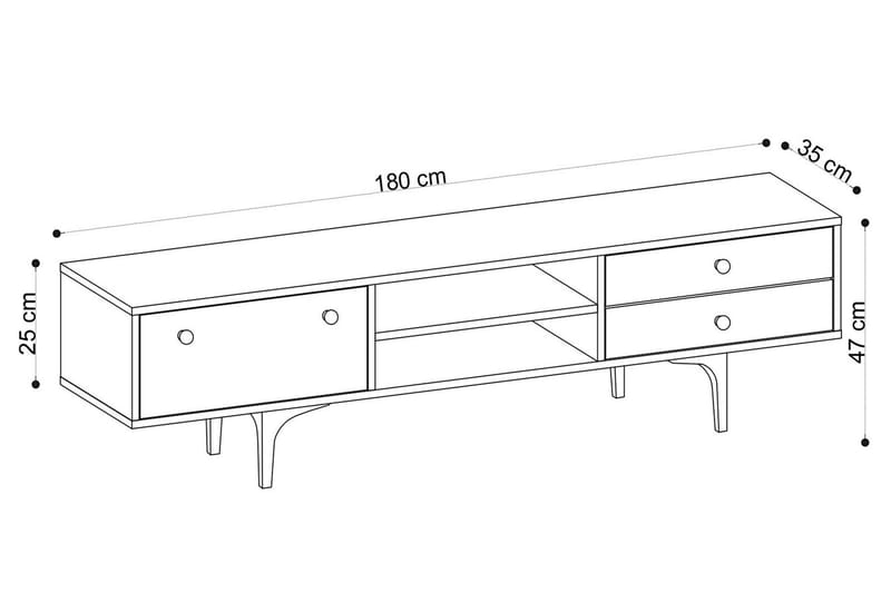 TV-BÄNK 180 cm 3 Skåp Natur/Svart - Möbler - Vardagsrum - Tv-möbler & mediamöbler - Tv-bänkar