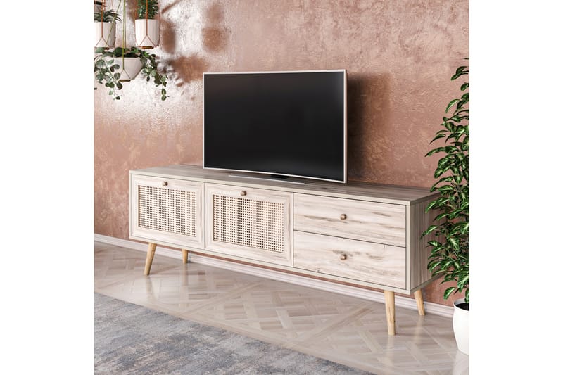 TV-BÄNK 180 cm 4 Skåp Sand/Natur - Möbler - Vardagsrum - Tv-möbler & mediamöbler - Tv-bänkar