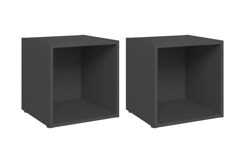 TV-bänk 2 st grå 37x35x37 cm spånskiva - Grå - Tv-bänkar