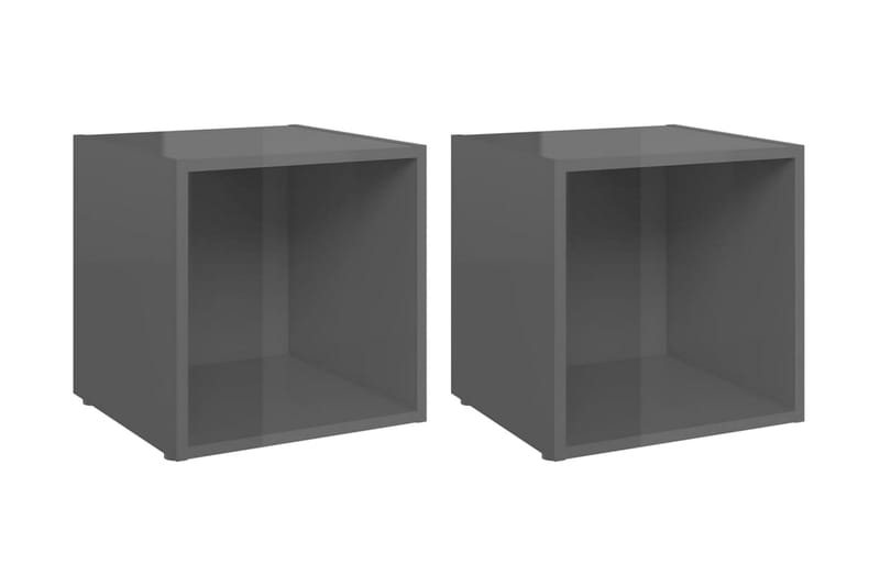 TV-bänk 2 st grå högglans 37x35x37 cm spånskiva - Grå - Tv-bänkar