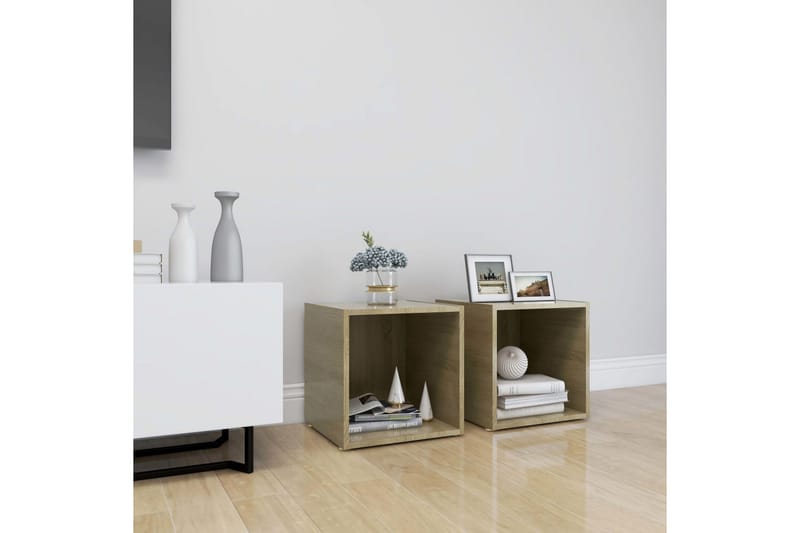 TV-bänk 2 st sonoma-ek 37x35x37 cm spånskiva - Brun - Möbler - Vardagsrum - Tv-möbler & mediamöbler - Tv-bänkar