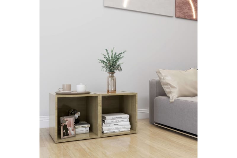 TV-bänk 2 st sonoma-ek 37x35x37 cm spånskiva - Brun - Möbler - Vardagsrum - Tv-möbler & mediamöbler - Tv-bänkar