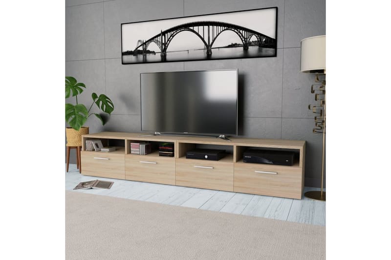 TV-bänk 2 st spånskiva 95x35x36 cm ek - Brun - Tv-bänkar