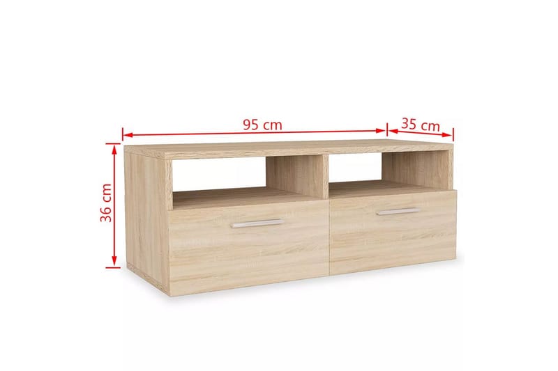 TV-bänk 2 st spånskiva 95x35x36 cm ek - Brun - Möbler - Vardagsrum - Tv-möbler & mediamöbler - Tv-bänkar