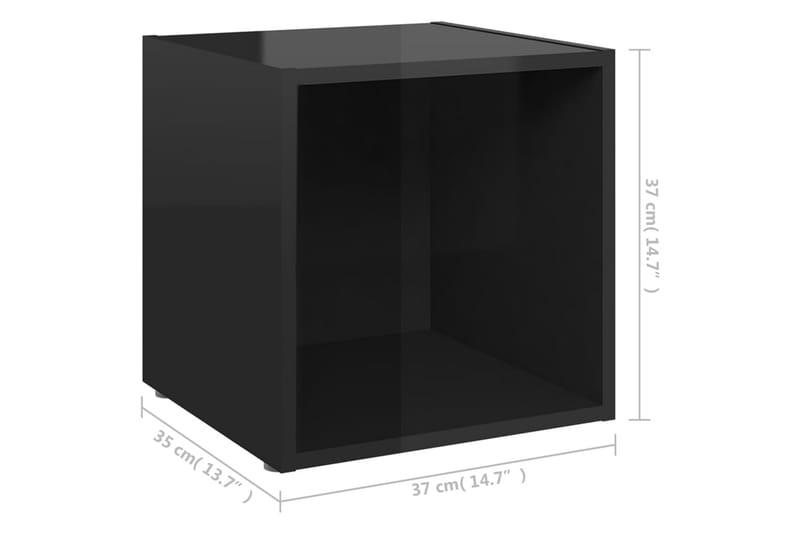 TV-bänk 2 st svart högglans 37x35x37 cm spånskiva - Svart - Tv-bänkar