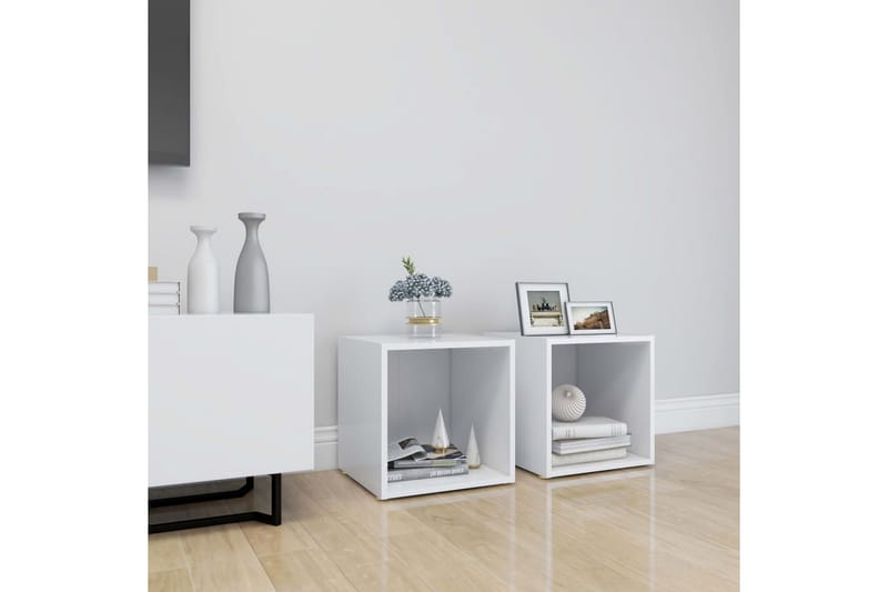 TV-bänk 2 st vit 37x35x37 cm spånskiva - Vit - Möbler - Vardagsrum - Tv-möbler & mediamöbler - Tv-bänkar