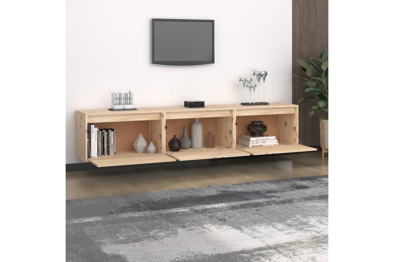 Tv-bänk 3 st massiv furu - Brun - Möbler - Vardagsrum - Tv-möbler & mediamöbler - Tv-bänkar
