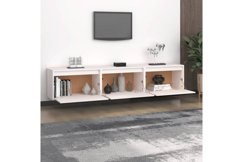 Tv-bänk 3 st vit massiv furu - Vit - Möbler - Vardagsrum - Tv-möbler & mediamöbler - Tv-bänkar
