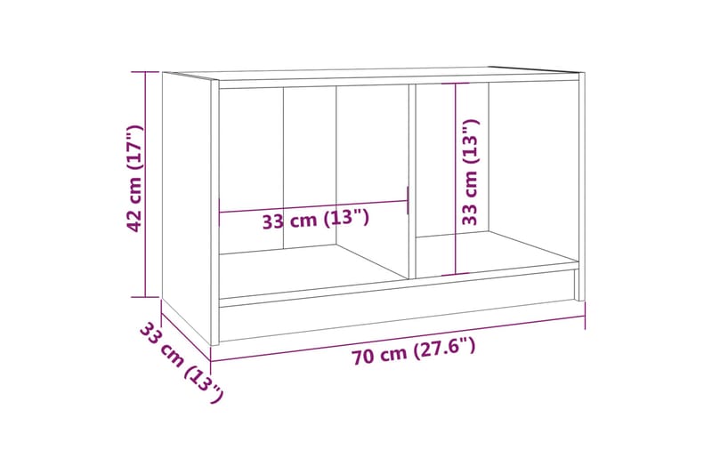 TV-bänk 70x33x42 cm massiv furu - Brun - Tv-bänkar