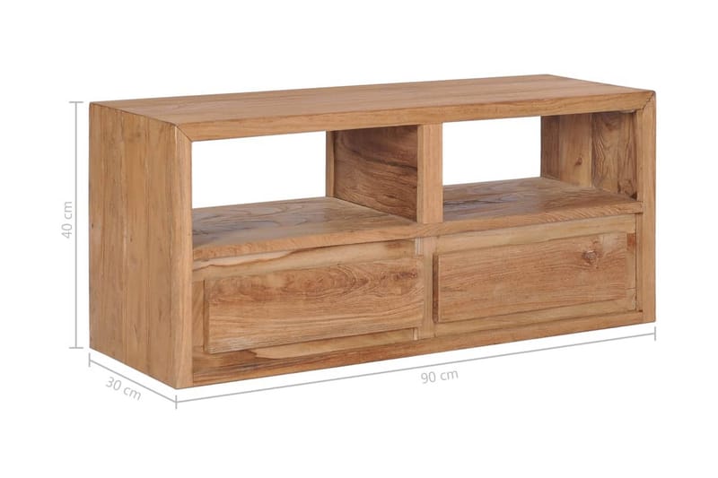 TV-bänk 90x30x40 cm massiv teak - Brun - Tv-bänkar