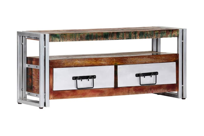 TV-bänk 90x30x40 cm massivt återvunnet trä - Flerfärgad - Möbler - Vardagsrum - Tv-möbler & mediamöbler - Tv-bänkar