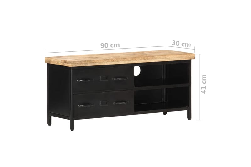 TV-bänk 90x30x41 cm grovt mangoträ - Svart - Möbler - Vardagsrum - Tv-möbler & mediamöbler - Tv-bänkar