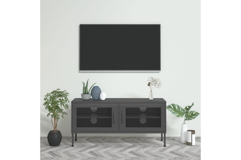 Tv-bänk antracit 105x35x50 cm stål - Grå - Möbler - Vardagsrum - Tv-möbler & mediamöbler - Tv-bänkar