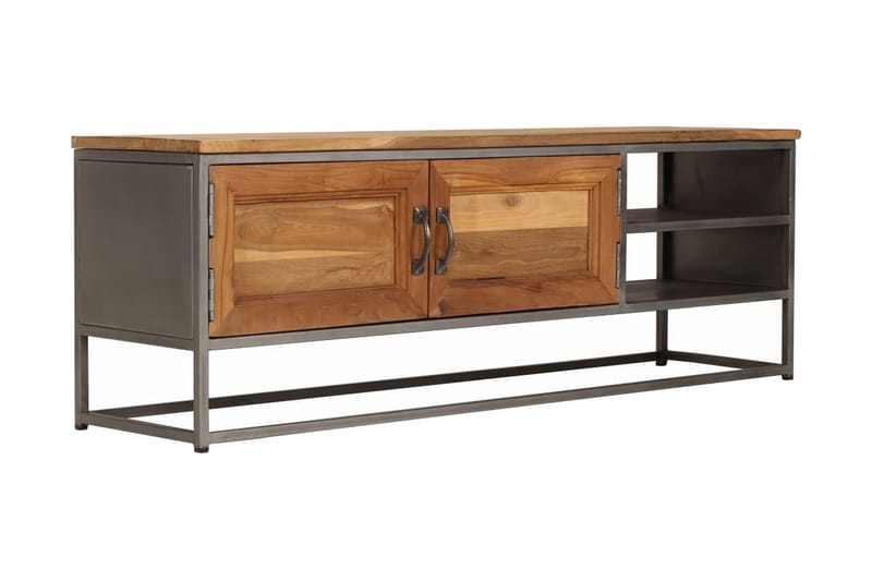 TV-bänk återvunnen teak och stål 120x30x40 cm - Brun - Möbler - Vardagsrum - Tv-möbler & mediamöbler - Tv-bänkar