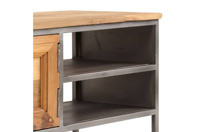 TV-bänk återvunnen teak och stål 120x30x40 cm - Brun - Möbler - Vardagsrum - Tv-möbler & mediamöbler - Tv-bänkar
