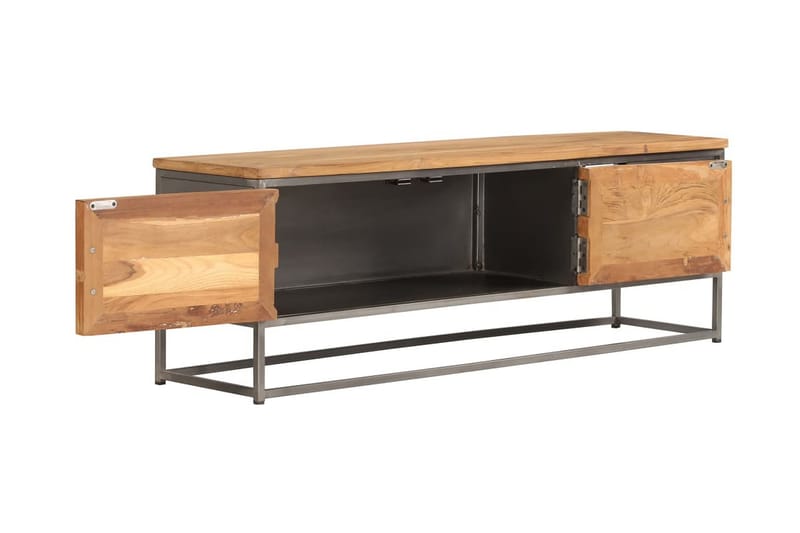 TV-bänk återvunnen teak och stål 120x30x40 cm - Brun - Möbler - Vardagsrum - Tv-möbler & mediamöbler - Tv-bänkar