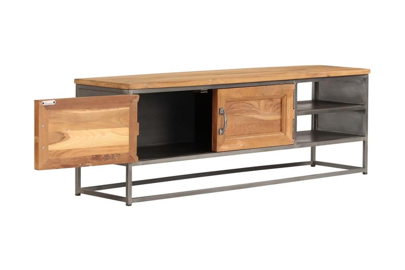 TV-bänk återvunnen teak och stål 120x30x40 cm - Brun - Möbler - Vardagsrum - Tv-möbler & mediamöbler - Tv-bänkar