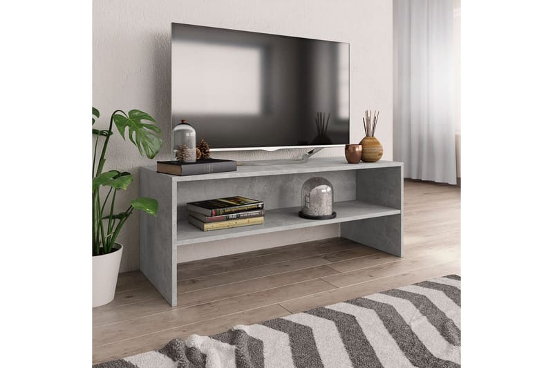 TV-bänk betonggrå 100x40x40 cm spånskiva - Grå - Tv-bänkar