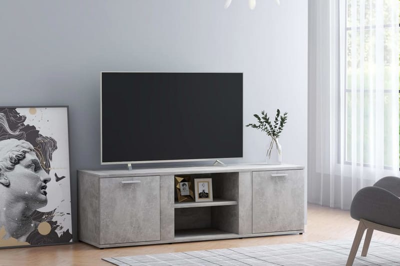 TV-bänk betonggrå 120x34x37 cm spånskiva - Grå - Möbler - Vardagsrum - Tv-möbler & mediamöbler - Tv-bänkar