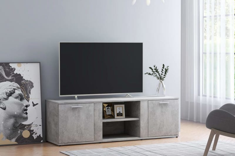 TV-bänk betonggrå 120x34x37 cm spånskiva - Grå - Tv-bänkar