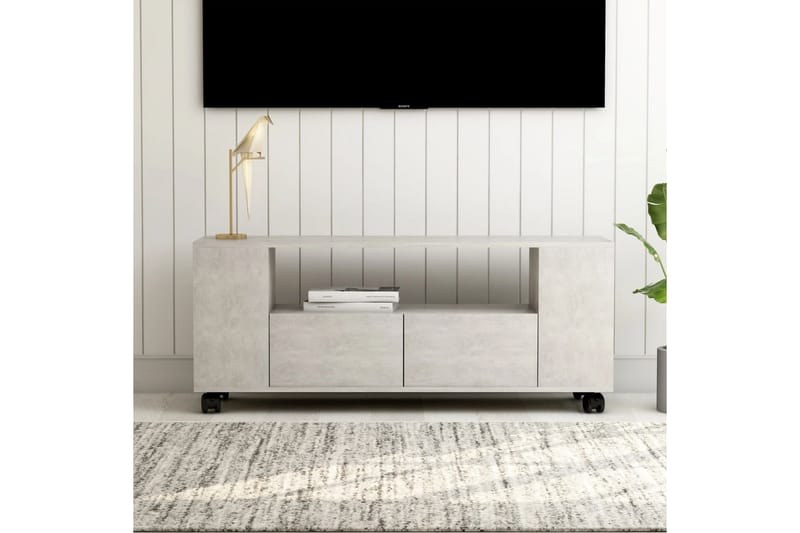 TV-bänk betonggrå 120x35x43 cm spånskiva - Grå - Tv-bänkar