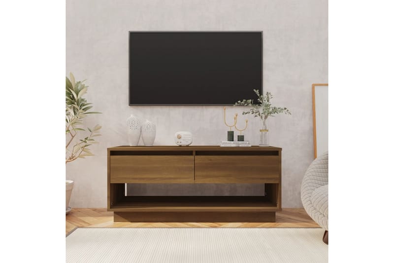 TV-bänk brun ek 102x41x44 cm spånskiva - Brun - Tv-bänkar